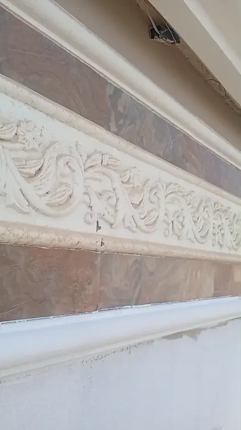 فيديو ترميم ودهان كرانيش وزخارف واجهة خارجية